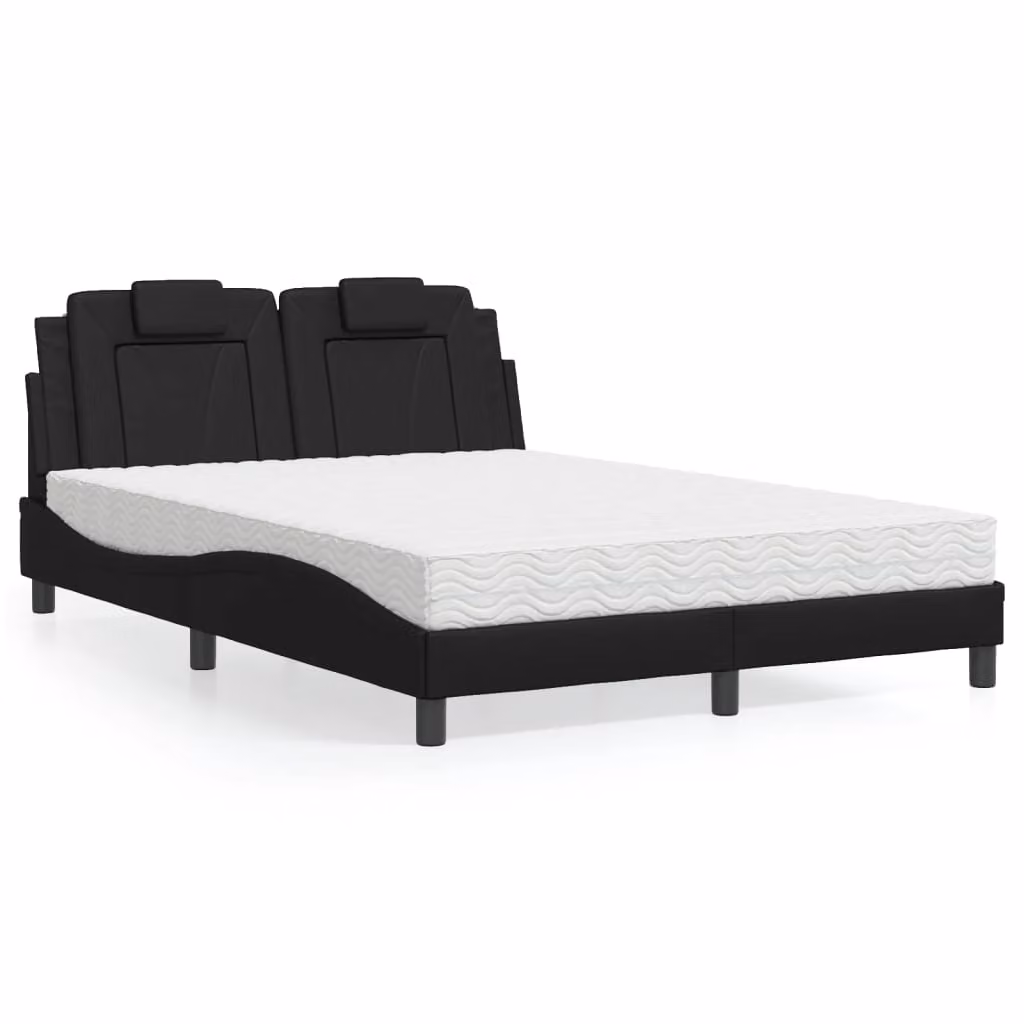 Letto Viana vidaXL con Materasso in Similpelle Nero, L/P: 120 x 200 cm – 1