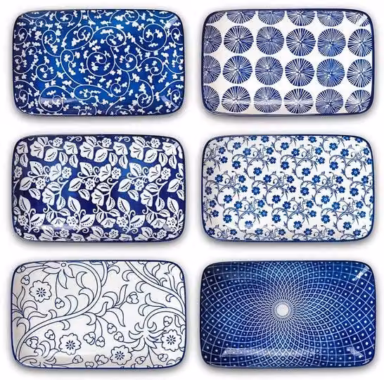 Piastrelle ceramica rettangolari - set da 6 - blu vintage
