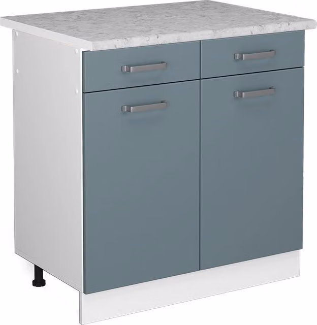 Mobiletto base per cucina R-Line Grigio-blu/Bianco 80 cm, PL Marmo Vicco