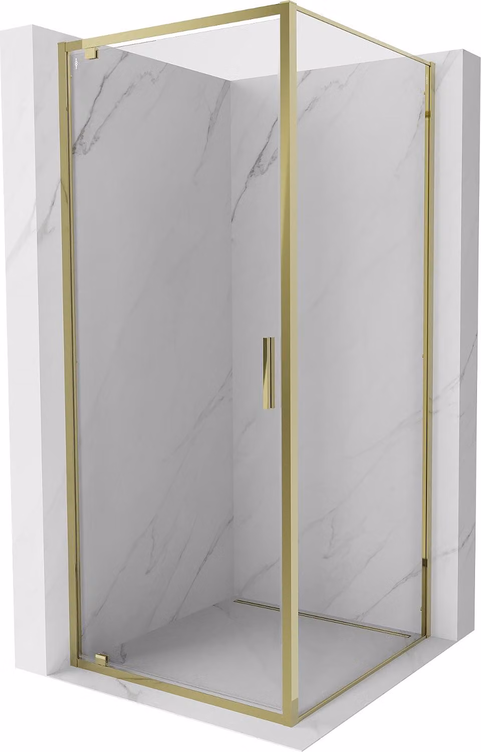 Mexen Exo cabina doccia ad anta battente 95 x 95 cm, trasparente, oro - 8181-095-095-50-00