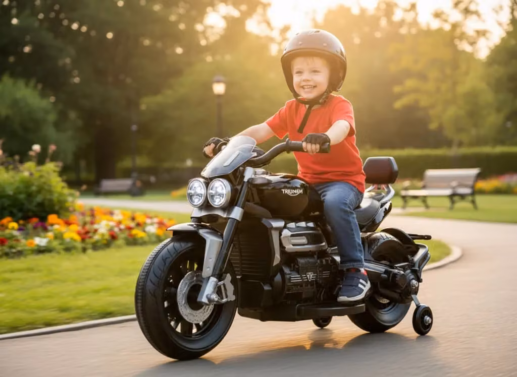 Moto Elettrica per Bambini Triumph con Licenza Ufficiale, Batteria Ricaricabile 12V 4,5Ah, Colore Nero con Luci e Suoni – 2