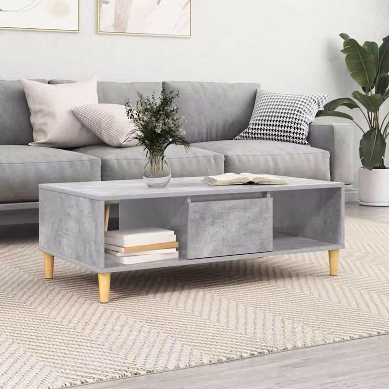 Maison Exclusive - Tavolino da caffè grigio cemento, dimensioni 102 x 55 x 35 cm, realizzato in materiale composito di legno