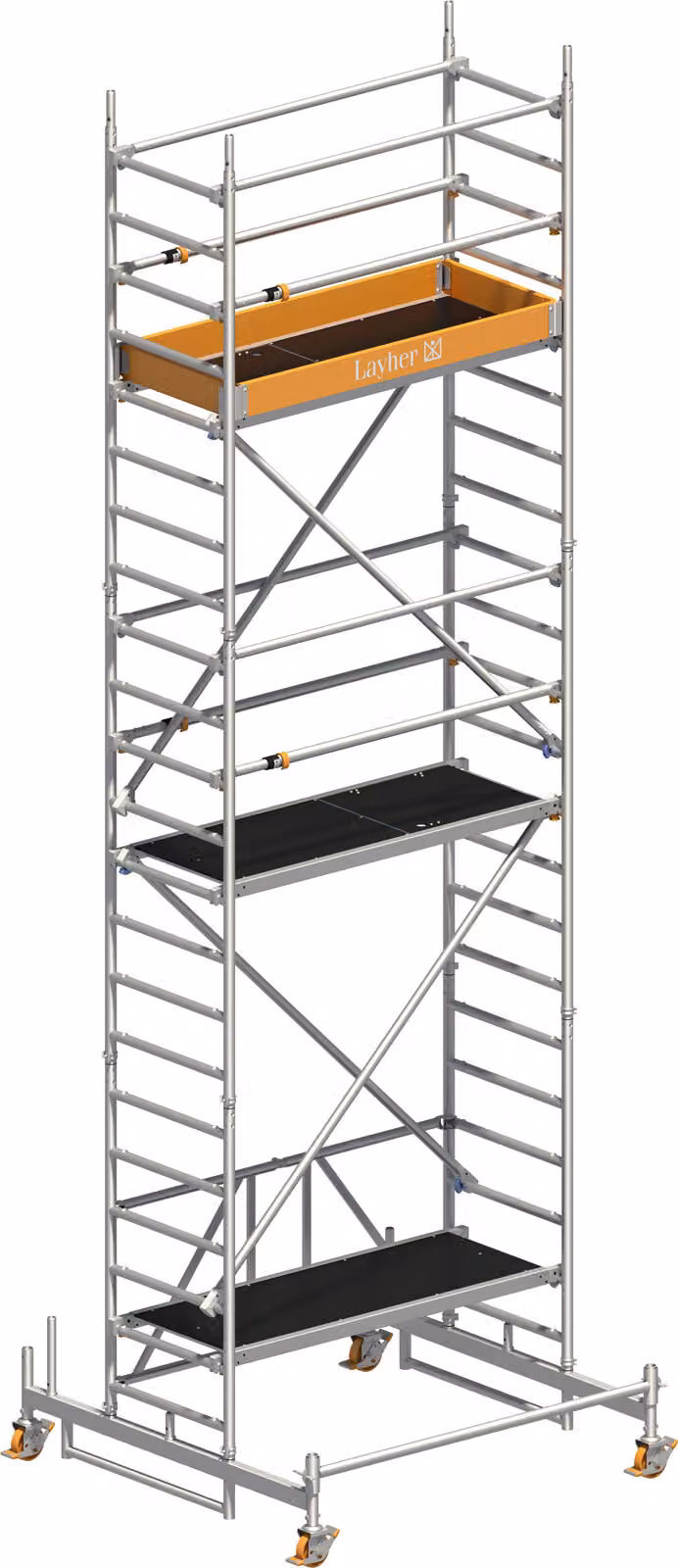 Ponteggio mobile Layher Zifa P2 con parapetto Uni Telegeländer 6,76 m AH