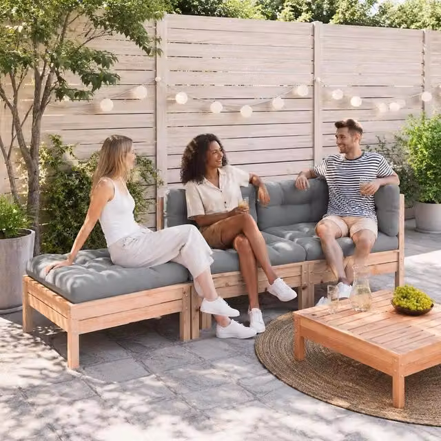 Garden Sofa With Cushions And Ottoman, 3-seater