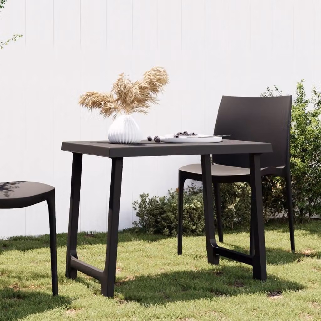 The Living Store tavolo da campeggio antracite 79x56x64 cm PP effetto legno