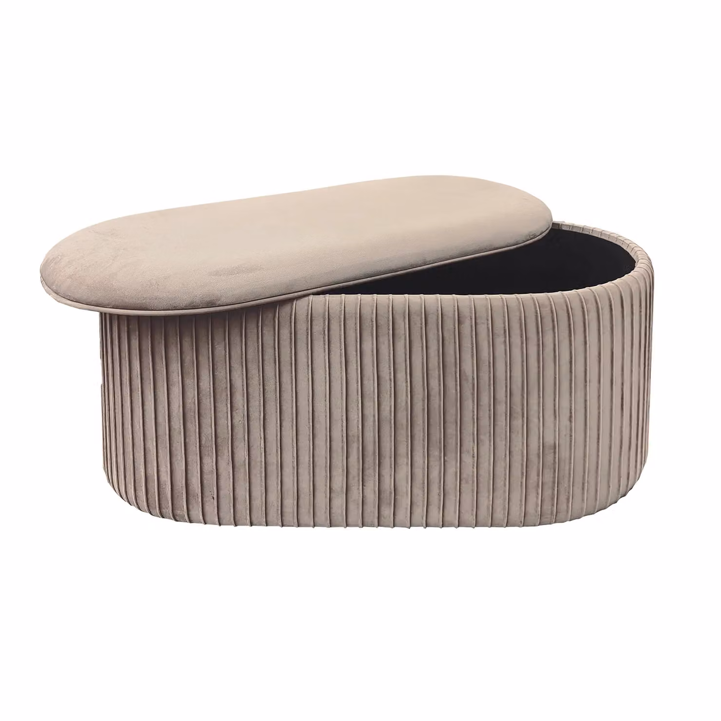 Vestiamo Casa - Pouf Contenitore in Velluto Beige - H 40 x L 80 x P 40 cm