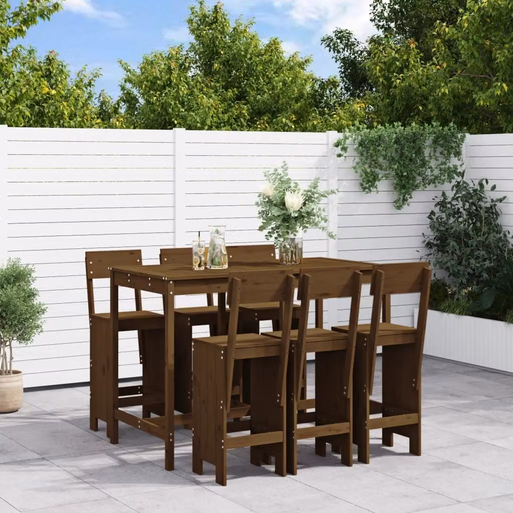 Maison Exclusive - Set Bar da Giardino 7 pz ambra in Legno Massello di Pino