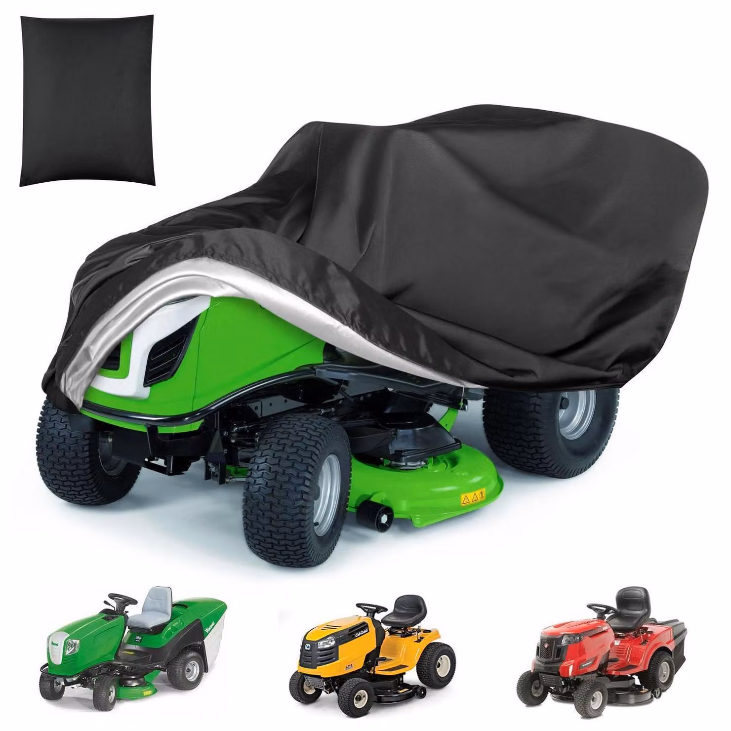 Copertura impermeabile per tosaerba semovente, dimensioni 170x61x117 cm, realizzata in tessuto Oxford, resistente ai raggi UV, con coulisse e sacchetto per il trasporto