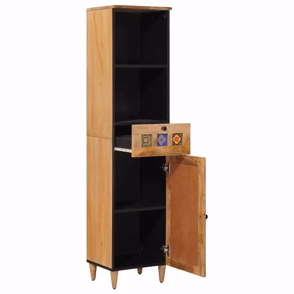 Mobile da bagno moderno vidaXL in legno di mango marrone L: 38 cm, P: 33 cm, H: 160 cm – 2