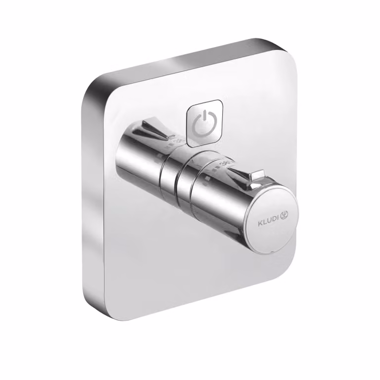 KLUDI PUSH Mitigeur thermostatique encastré, d'un consommateur, blocage de l'eau chaude à 38°C, chrome, 389010538, 389010538