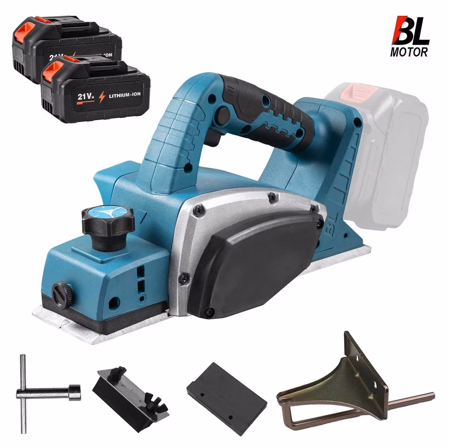 Pialla elettrica, motore brushless, profondità di taglio regolabile, con 2 batterie