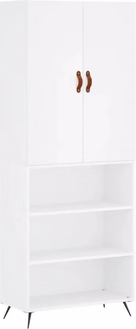 Credenza Buffet da pranzo Bianca in Legno Multistrato L: 69,5 cm, P: 34 cm, H: 180 cm – 1