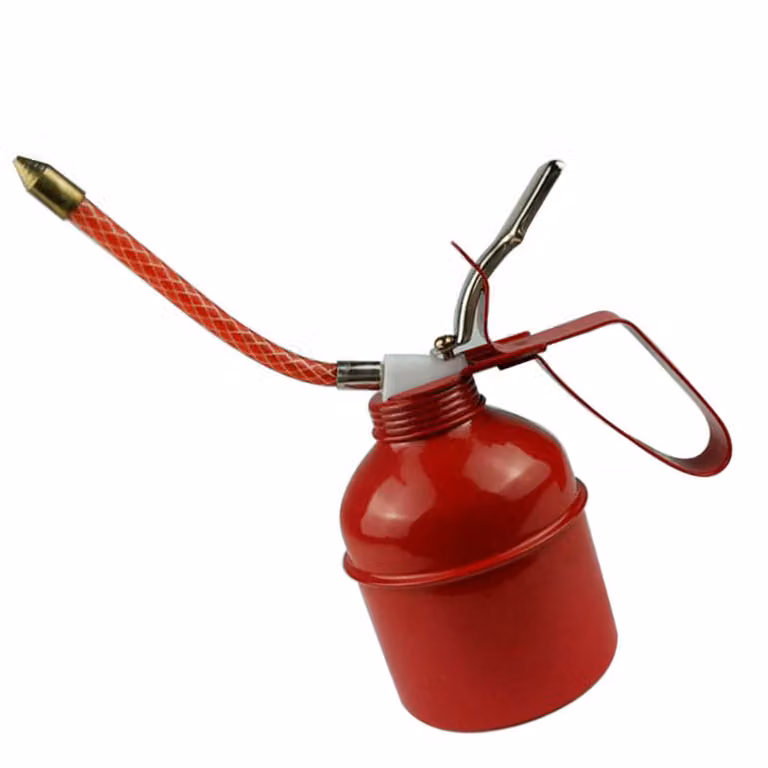 Oliatore manuale, rosso ferro, meccanismo a leva, tubo flessibile, pompa dell'olio, 400 ml