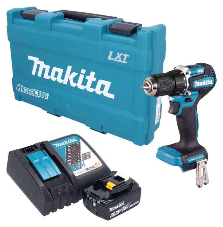 Trapano avvitatore a batteria Makita DDF 487 RG1K 18 V 40 Nm brushless + 1 batteria da 6,0 Ah + caricabatterie + valigetta