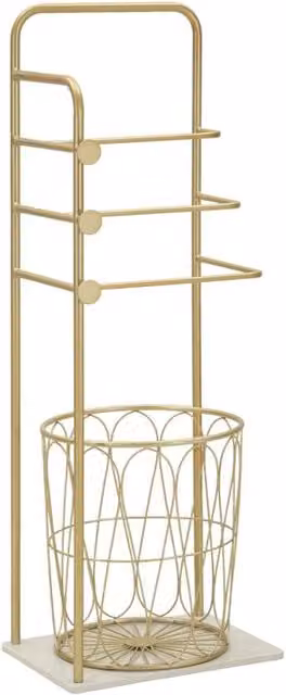 Porta Asciugamani da Terra Trip GIORDANOSHOP in Metallo e Marmo Artificiale Oro e Bianco L/P/H: 40 x 30 x 112 cm