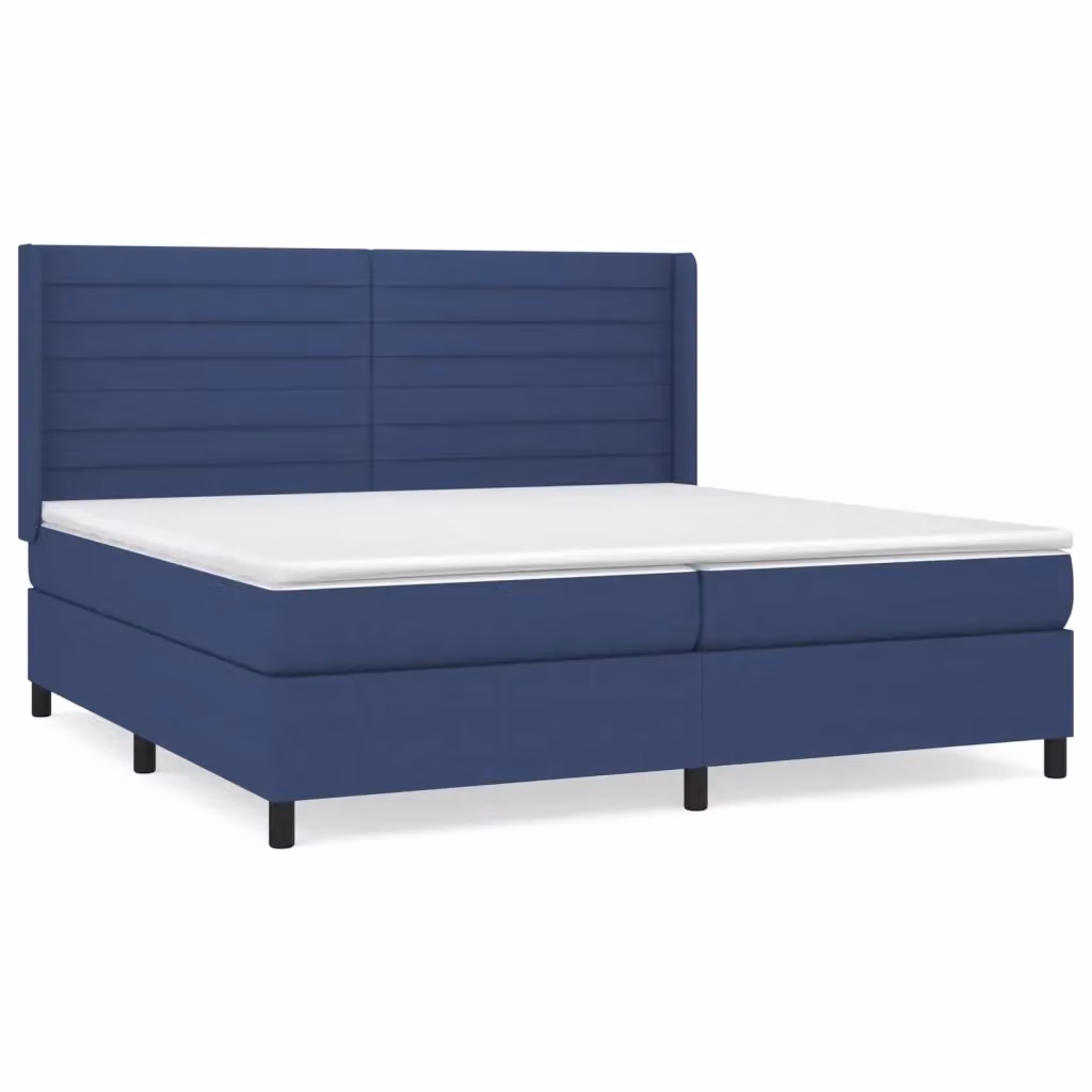 Letto Ibrido vidaXL con Giroletto a Molle e Materasso in Tessuto Blu e Bianco L/P/H: 200 x 200 x 25 cm – 2