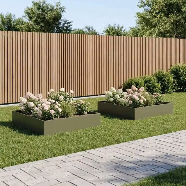 Vaso da giardino 2 pz Verde Oliva 100 x 100 x 20 cm 8005029