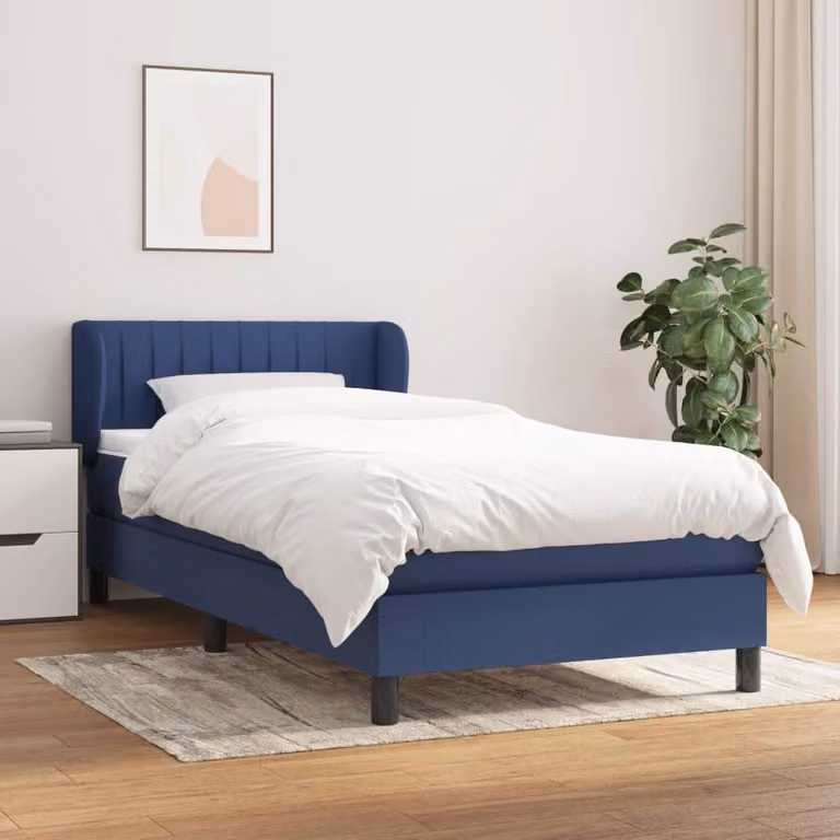 Maison Exclusive - Giroletto a Molle con Materasso Blu 90x190 cm in Tessuto