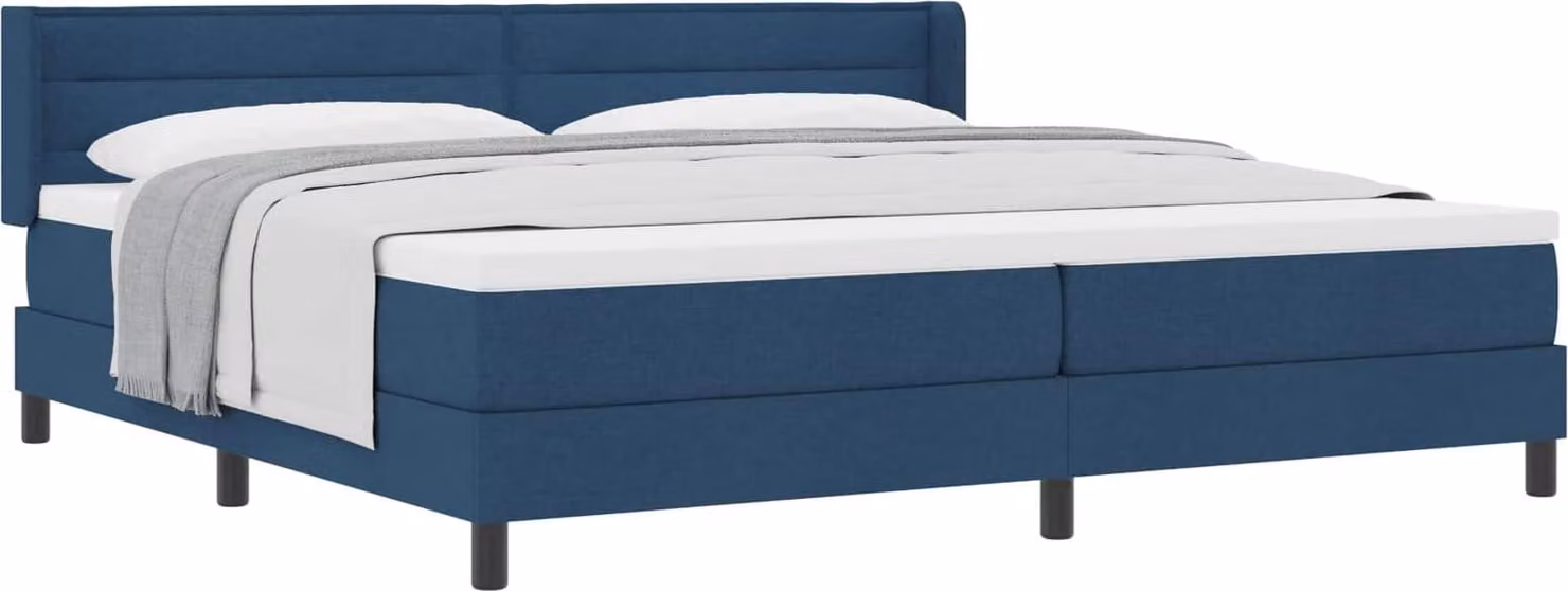 Letto a molle con testiera Blu 200 x 200 cm Tessuto