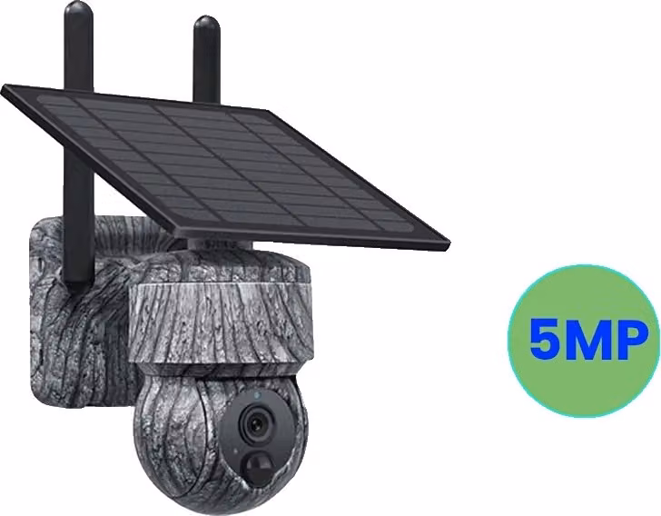 Telecamera PTZ solare da 5 megapixel, visione notturna, audio bidirezionale, colore nero