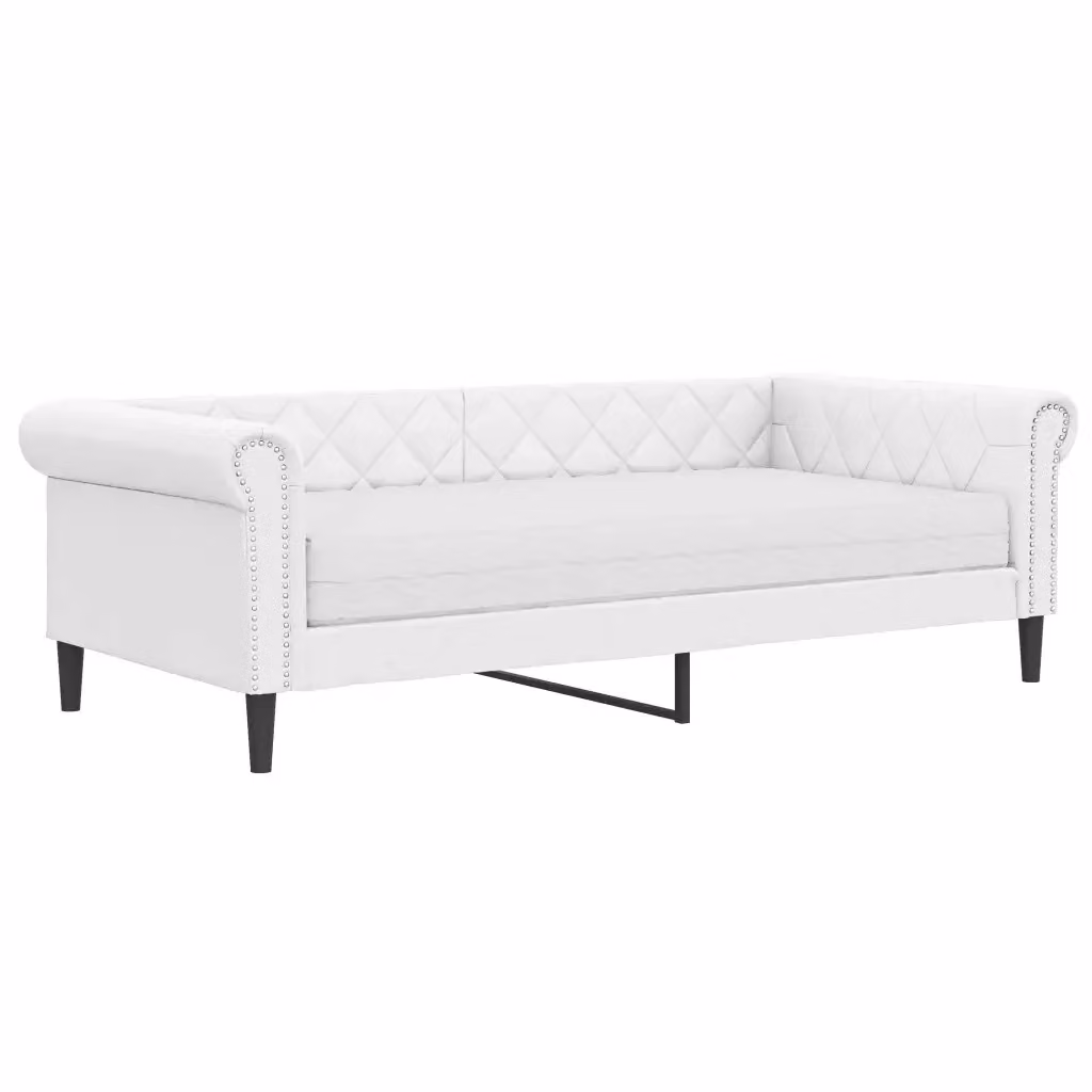 Divano Letto Moderno vidaXL in Similpelle Bianco con Materasso in Schiuma L/P: 90 x 200 cm – 2