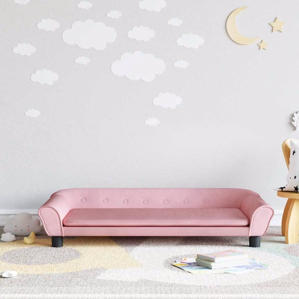 vidaXL Divano per Bambini in Velluto Rosa L: 100 cm, P: 50 cm, H: 26 cm