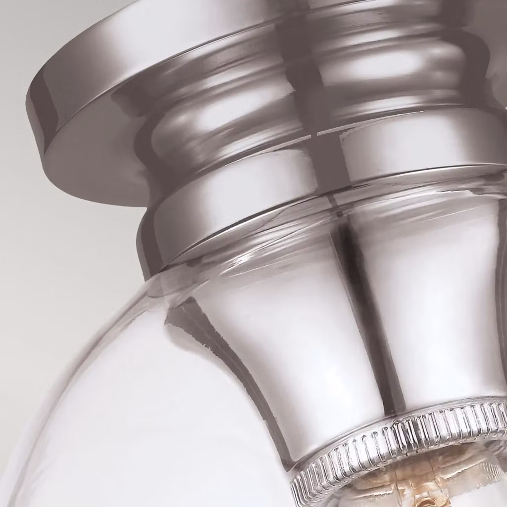 Plafoniera Contemporanea Tabby FEISS in Acciaio Nichel Lucido e Vetro Trasparente con 1 Luce E27 – 2