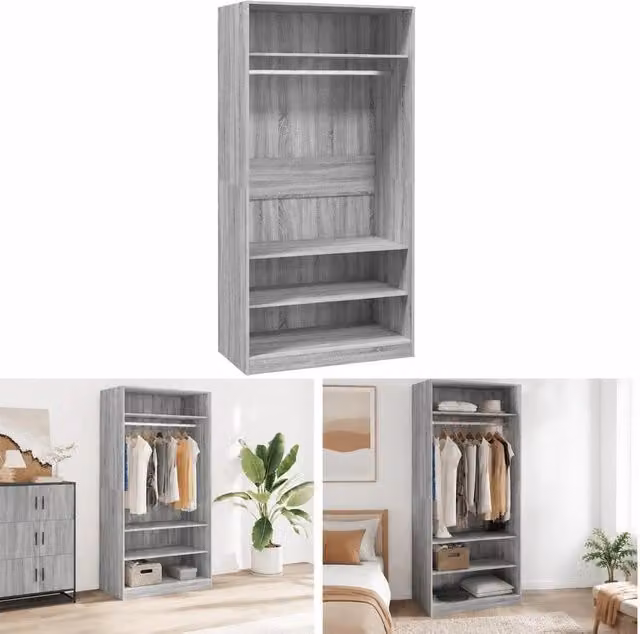 Wardrobe Grey Sonoma 100x50x200 Cm Wood-based Material
