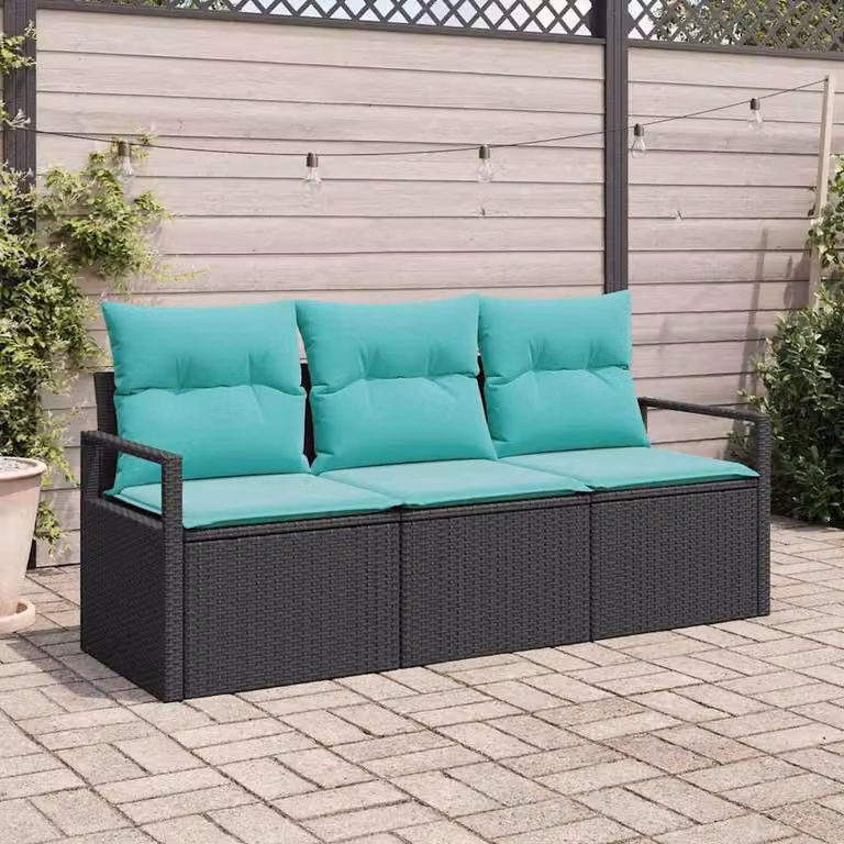 Maison Exclusive - Set di divani da salotto, 3 pezzi, colore nero [Materiale sintetico]: rattan sintetico