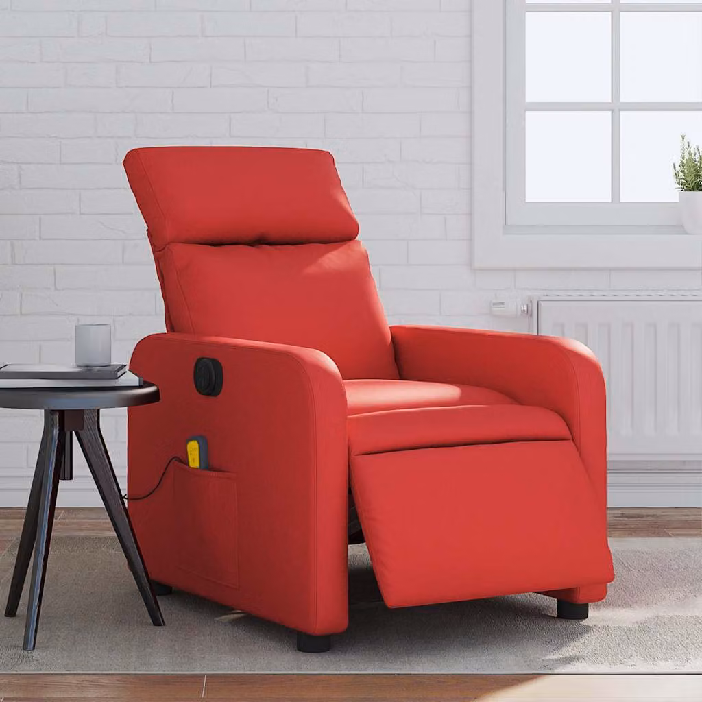 Poltrona relax reclinabile elettrica vidaXL in similpelle rossa con braccioli