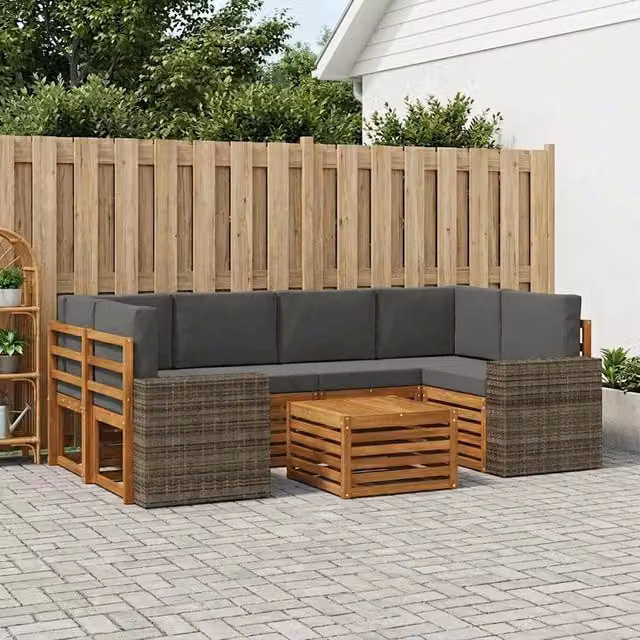 Set di divani da esterno 7 pz Naturale e Antracite 3384098