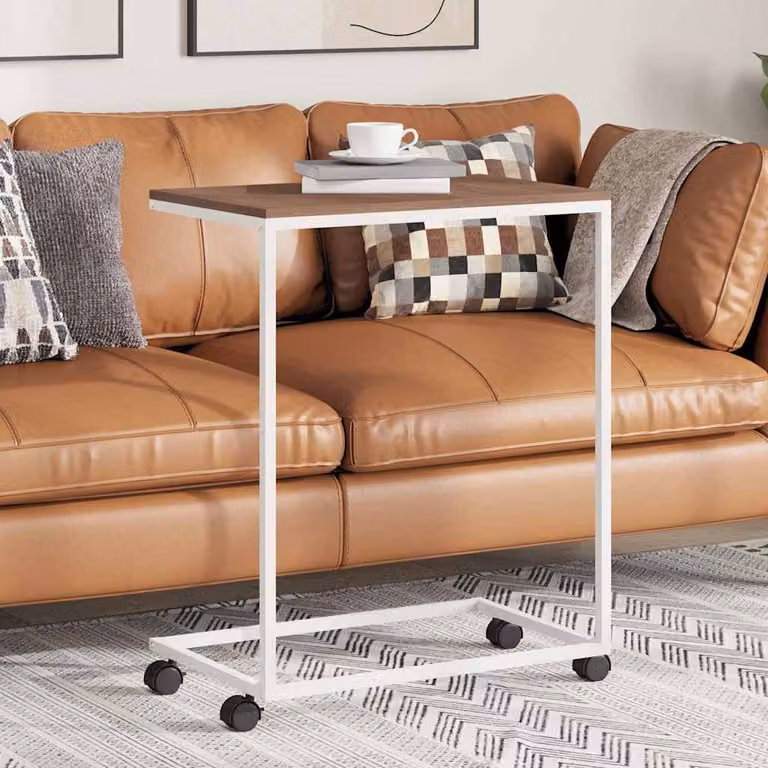 Tavolino con ruote vidaXL in legno multistrato bianco, L 55 cm x P 35 cm x H 70 cm