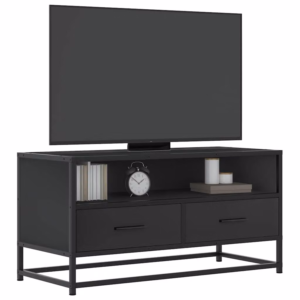 Mobile TV vidaXL Nero in stile industriale con ruote, L 80 cm x P 34,5 cm x H 40 cm