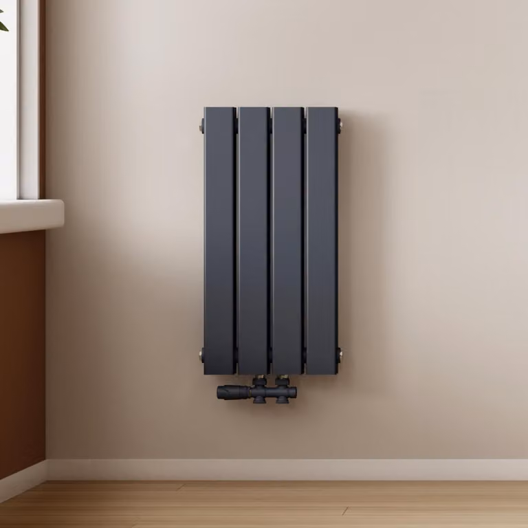 Radiatore EMKE design a pannello a doppio strato 600x300mm, antracite piatto 327Watt attacco centrale senza elemento riscaldante