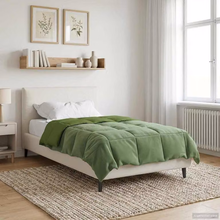 Piumone Completo Annuale 4 Stagioni vidaXL in Microfibra Verde L: 155 cm, P: 200 cm