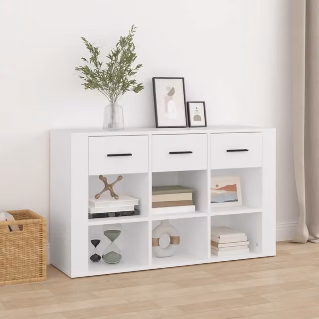Credenza bianca vidaXL in legno e MDF per sala da pranzo, sospesa, L 100 x P 30 x H 59,5 cm