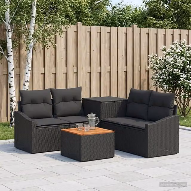 Set di divani 6 pz Nero 55 x 55 x 37 cm 3447289