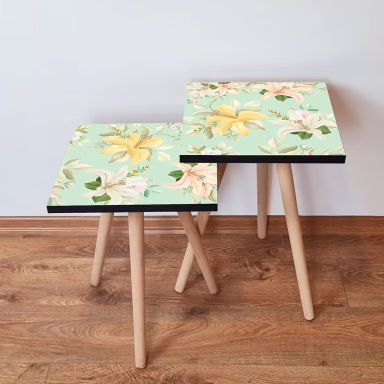Skye Decor, 2Shp168 - Multicolor, tavolino (2 pezzi), multicolore, 100% MDF, 35 x 35 x 47 cm