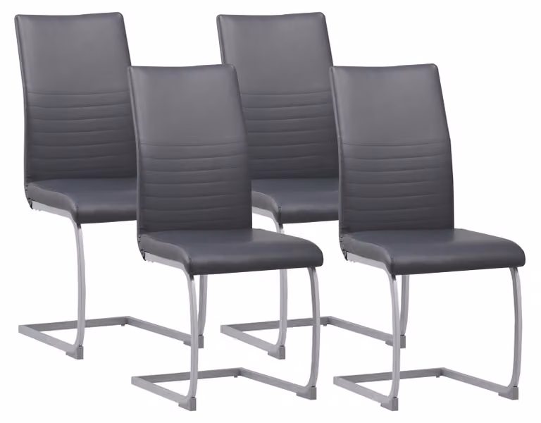 Set di 4 sedie a sbalzo Albatros MURANO, grigio - sedia per sala da pranzo, design moderno, rivestimento in Pelle finta, imbottitura spessa - sedia da cucina, sedia imbottita, sedia da tavolo per sala da pranzo
