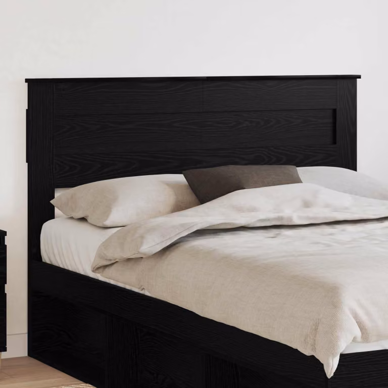 Testiera per letto moderna vidaXL in legno ingegnerizzato nero lucido L: 143 cm, H: 100 cm, P: 9,56 cm