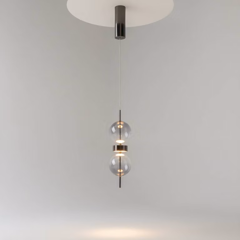 Maytoni Lampada a sospensione DOUBLE MOON, Alluminio / Grigio / Zincato, Soggiorno / Sala da pranzo, Vetro, Moderno, Lampada a sospensione