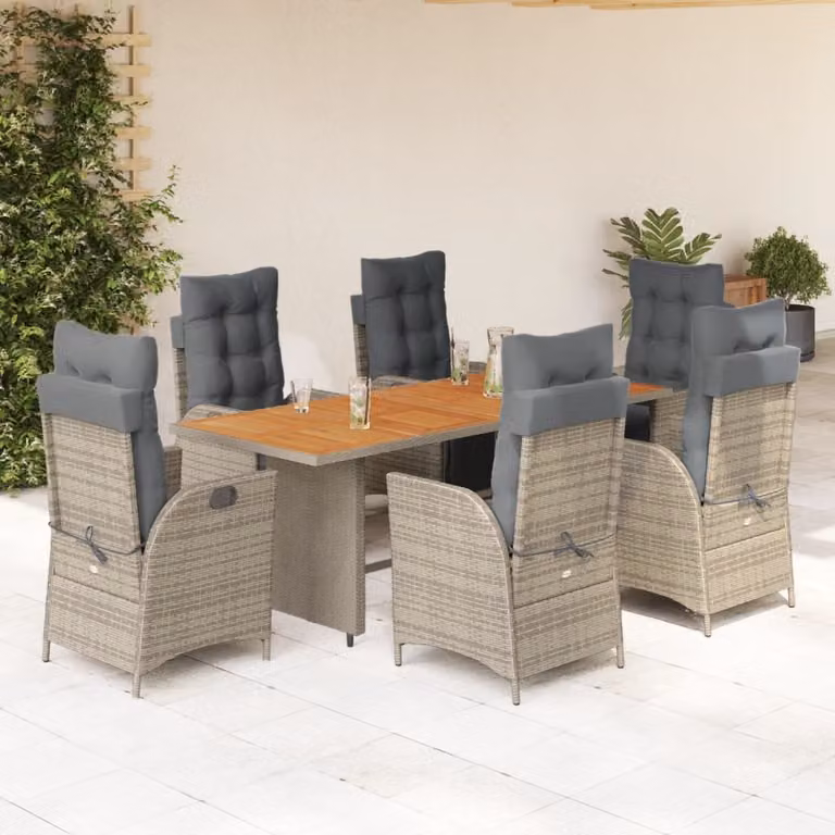 Maison Exclusive - Set da pranzo da giardino 7 pezzi con cuscini grigio in polyrattan