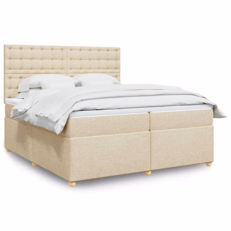 Maison Exclusive - Giroletto a Molle con Materasso Crema 200x200 cm in Tessuto