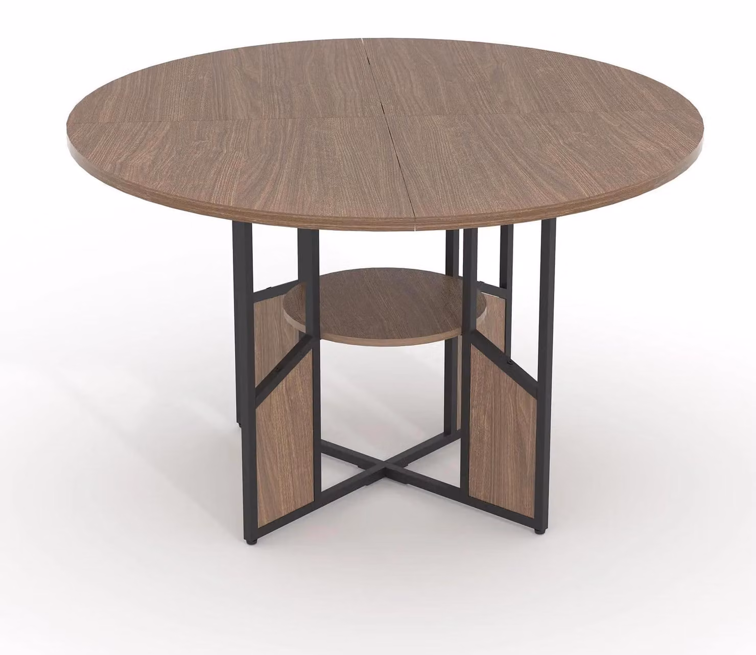 Tavolo da pranzo per 4-6 persone - Tavolo rotondo con gamba a colonna in legno - Diametro 120-150 cm - Base a colonna stabile e sicura - Design salvaspazio - Stile moderno marocchino - Colore marrone