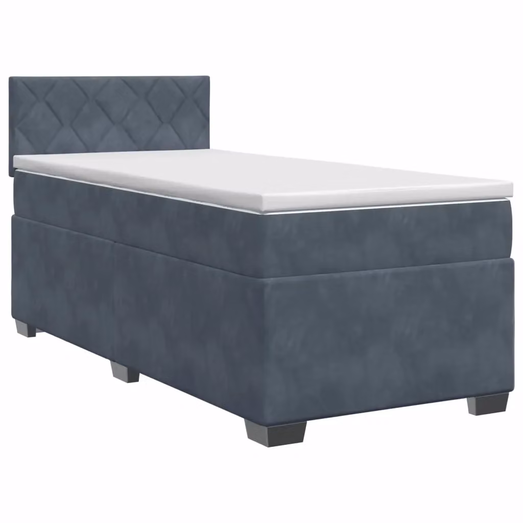 Letto box spring con materasso ibrido vidaXL in velluto grigio, L/P: 90 x 190 cm – 2