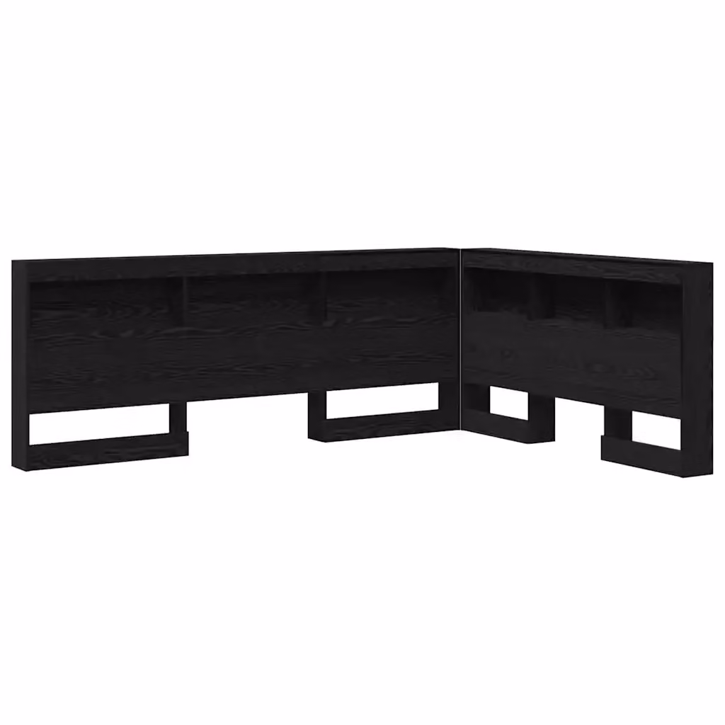 Testata del letto con contenitore vidaXL in rovere nero con ripiano integrato e porta di ricarica USB, L: 207,5 cm, P: 152,5 cm, H: 76,5 cm – 2