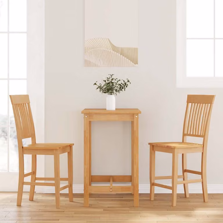 Set di 2 sgabelli da bar vidaXL in legno massello di hevea colore naturale marrone