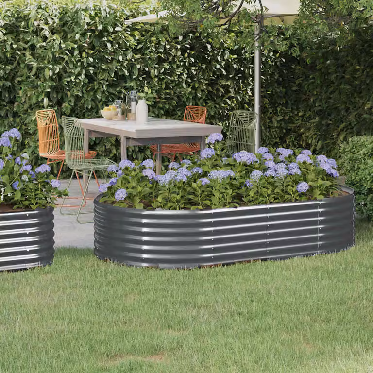 Letto da giardino rialzato vidaXL in acciaio zincato antracite L: 175 cm, P: 100 cm, H: 36 cm