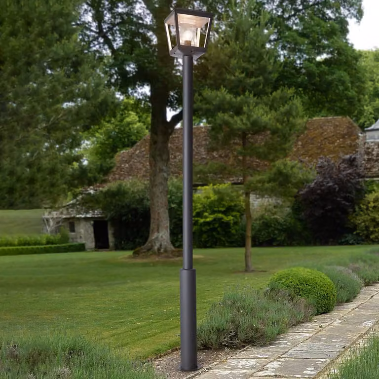 Lucande lampada da esterno Dunia, antracite, metallo, altezza 220 cm Dunia Lucande, dimmerabile, Nero, Alluminio, Moderno