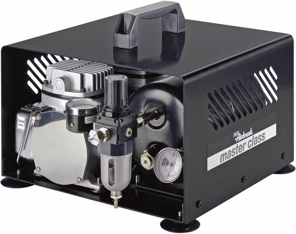 Compressore per aerografo – Doppio cilindro senza olio con serbatoio d'aria da 2,5 litri